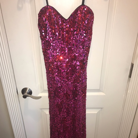 Pink sequin Long Prom Dress - Picture 1 of 2